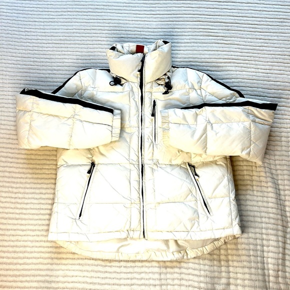 Tommy Hilfiger Women’s Down Hooded Ski Parka Puffer Coat Cream Size M/L - Picture 1 of 10